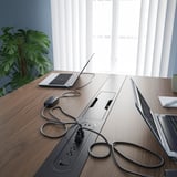 MITTZON Conference table, walnut veneer/black, 120x108x105 cm