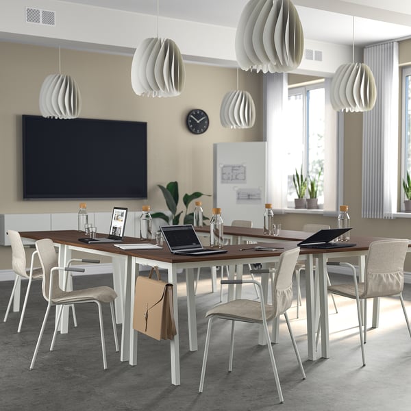 MITTZON Conference table, walnut veneer/white, 120x68x75 cm