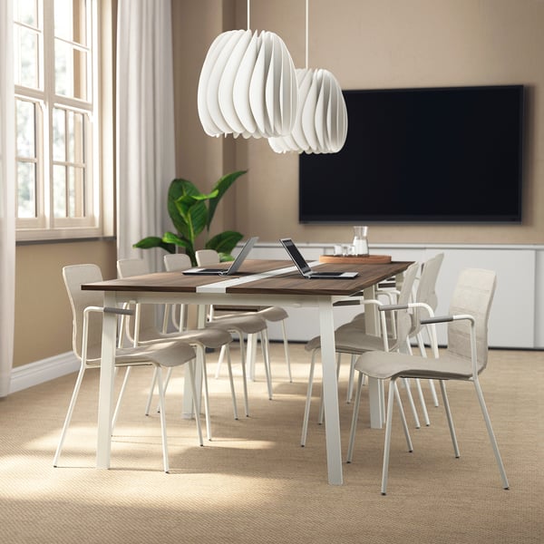 MITTZON Conference table, walnut veneer/white, 120x108x75 cm