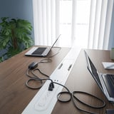 MITTZON Conference table, walnut veneer/white, 120x108x105 cm