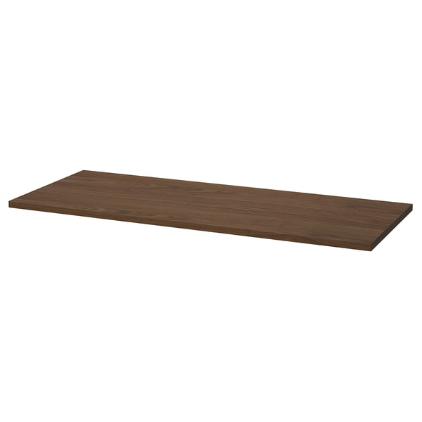 MITTZON: dark brown rectangular shelf, wood grain veneer, stain-resistant top.