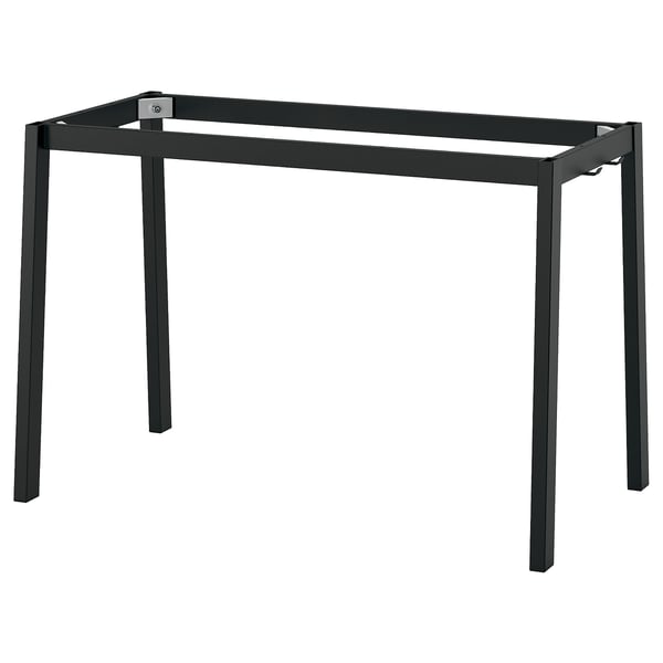 Black MITTZON table frame, sleek, modern design with four legs and a crossbar, steel and epoxy finish.