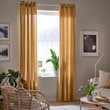 MOALINA Curtains, 1 pair, yellow, 145x300 cm