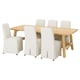 Option: MÖCKELBY / BERGMUND Table and 6 chairs, oak effect/Inseros white, 235x100 cm