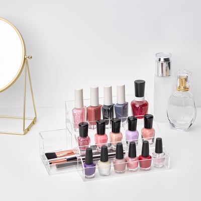 MOJAN Nail polish stand, 3 comp/1 drawer, 16.5x12.5 cm