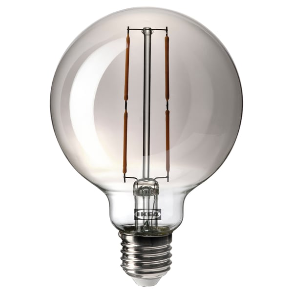 MOLNART LED bulb E27 120 lumen, globe grey clear glass, 95 mm