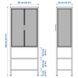 MOSSJÖN Glass-door cabinet with 2 doors, anthracite, 60x34x146 cm