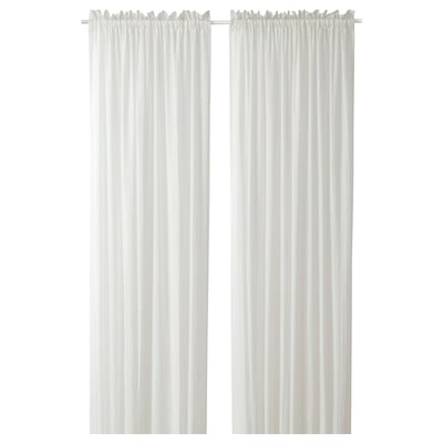 MUNKBOMAL Sheer curtains, 1 pair, with rod pocket/white, 145x300 cm