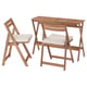 Option: NÄMMARÖ Table and 2 folding chairs, outdoor, foldable light brown stained/Frösön/Duvholmen beige, 108x37 cm