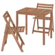 Option: NÄMMARÖ Table and 2 folding chairs, outdoor, light brown stained, 75x63 cm