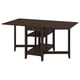 NÄSINGE Gateleg table with storage, dark brown stained/beech veneer, 48/104/159x85 cm