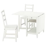 NÄSINGE / NORDVIKEN Table and 2 chairs, gateleg table white/white, 48/104/159x85 cm