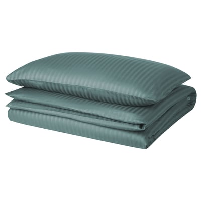NATTJASMIN Duvet cover and pillowcase, blue-green, 150x200/50x80 cm