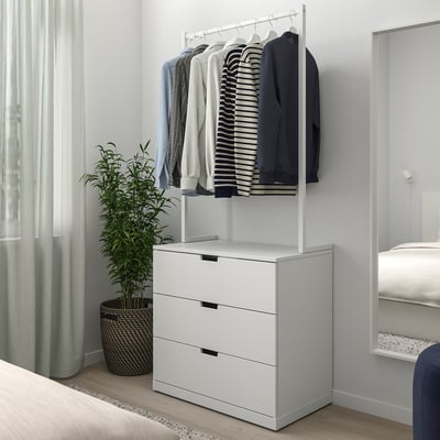 NORDLI Chest of 3 drawers, white, 80x192 cm