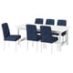 NORDVIKEN / BERGMUND Table and 6 chairs, white/Kvillsfors dark blue/blue white, 210/289 cm