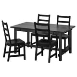 NORDVIKEN / NORDVIKEN Table and 4 chairs, black/black, 152/223x95 cm