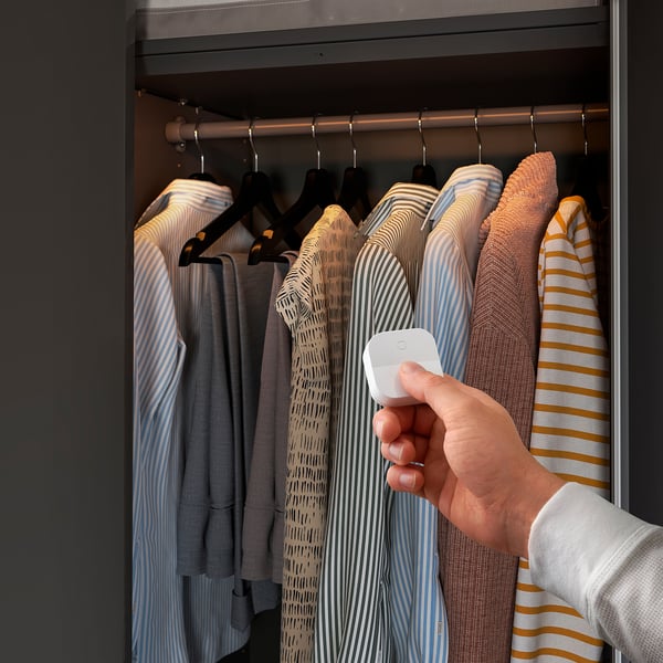 ÖVERSIDAN LED wardrobe lighting strp w sensor, dimmable dark grey, 46 cm