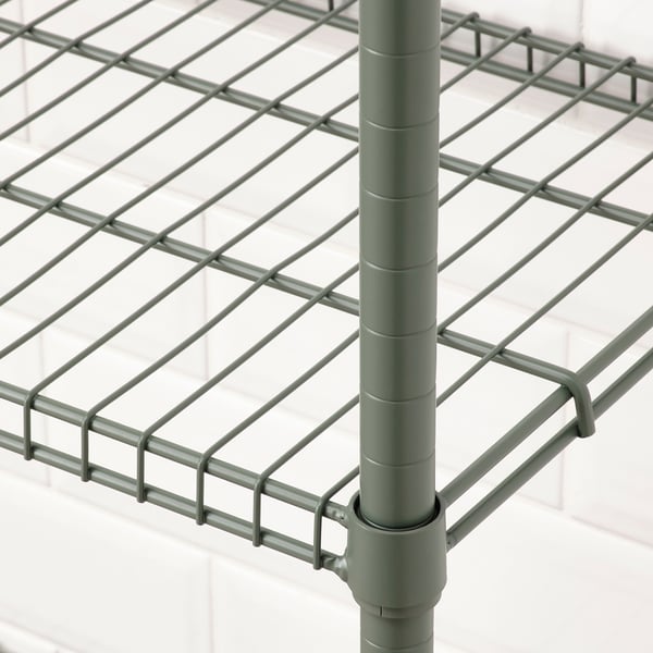 OLAUS Shelving unit, grey-green, 92x36x94 cm