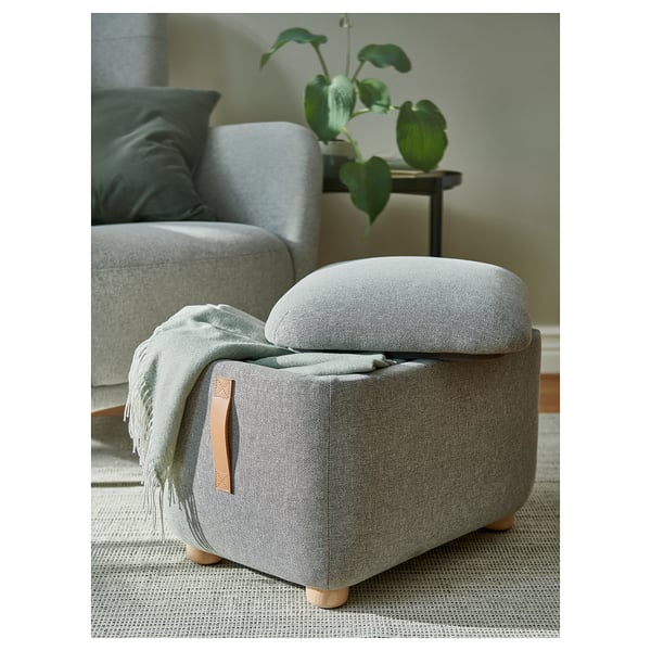 OSKARSHAMN Footstool with storage, Tibbleby beige/grey