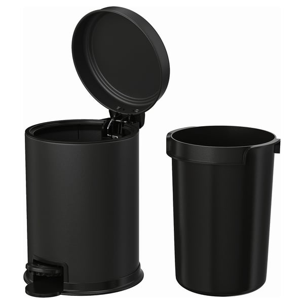 PÄRLSLINKE Waste bin, black, 3 l