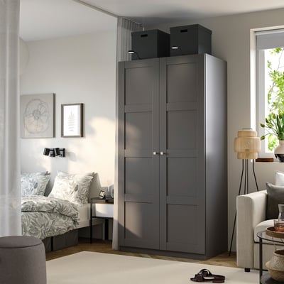 PAX / BERGSBO Wardrobe combination, dark grey/dark grey, 100x60x201 cm