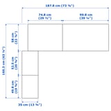PAX Corner wardrobe, white, 161/188x201 cm