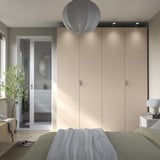 PAX / FARDAL Wardrobe combination, grey-beige/high-gloss light orange, 200x60x236 cm