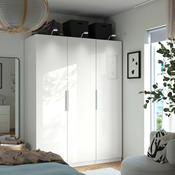PAX / FARDAL Wardrobe, white/high-gloss/white, 150x60x201 cm