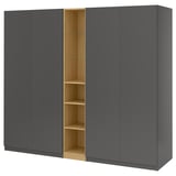 PAX / FORSAND Wardrobe combination, dark grey dark grey/oak effect, 235x60x201 cm