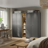 PAX / FORSAND Wardrobe combination, dark grey dark grey/oak effect, 235x60x201 cm