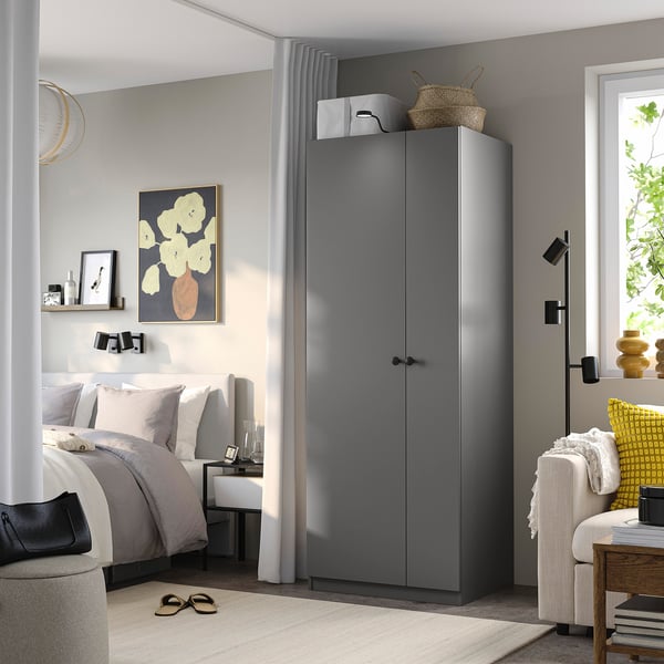 PAX / FORSAND Wardrobe combination, dark grey/dark grey, 75x60x201 cm