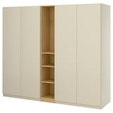 PAX / FORSAND Wardrobe combination, grey-beige grey-beige/oak effect, 235x60x201 cm