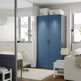 PAX / FYRUDDEN Wardrobe combination, dark grey/blue, 100x60x201 cm