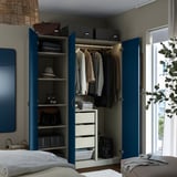 PAX / FYRUDDEN Wardrobe combination, grey-beige/blue, 150x60x201 cm