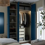 PAX / FYRUDDEN Wardrobe combination, grey-beige/blue, 150x60x236 cm