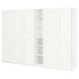 PAX / GRIMO Wardrobe combination, white white/white, 285x60x201 cm