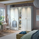 PAX / GRIMO Wardrobe combination, white white/white, 235x60x236 cm