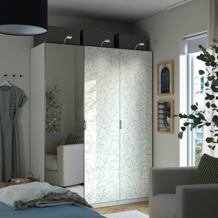 PAX / LINNABERG/ÅHEIM wardrobe combination, white patterned/mirror ...
