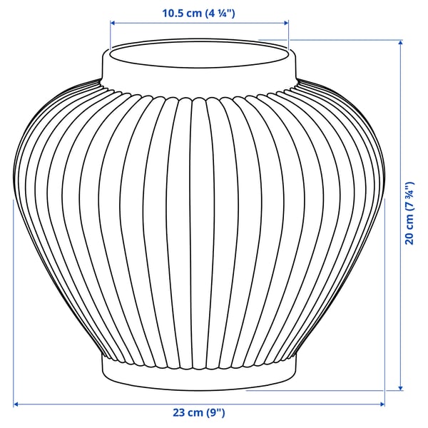 PELARBJÖRK Vase, grey-green, 20 cm