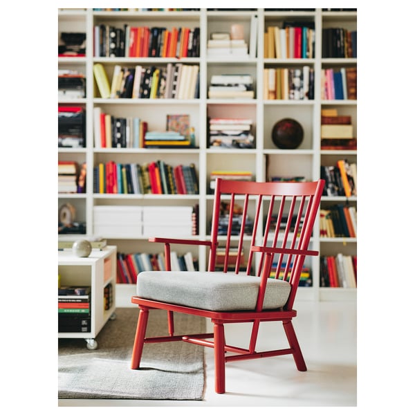 PERSBOL Armchair, brown-red/Tibbleby beige/grey