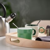 PIGGÅL Mug, white/green, 30 cl
