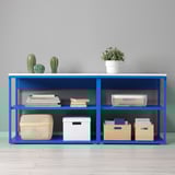PLATSA Open shelving unit, white/blue, 140x42x63 cm