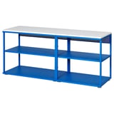 PLATSA Open shelving unit, white/blue, 140x42x63 cm