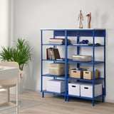PLATSA Open shelving unit, white/blue, 120x42x133 cm