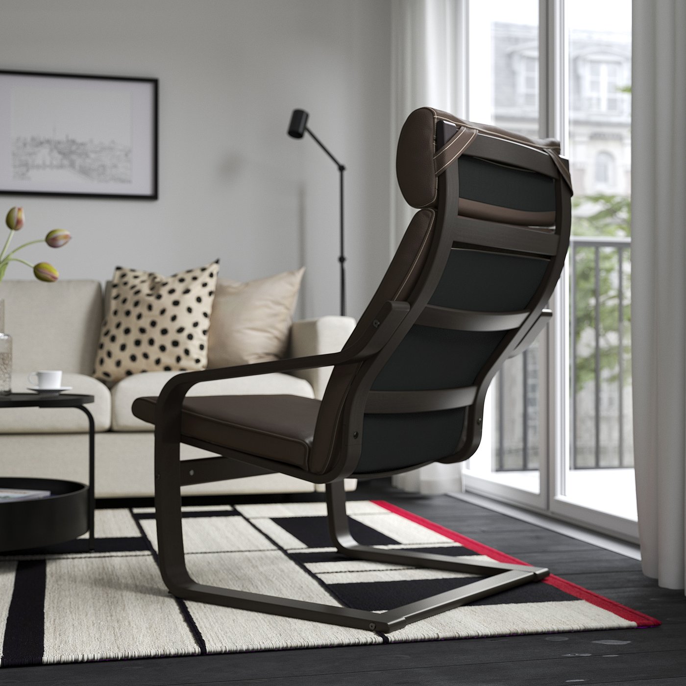POÄNG armchair, black-brown/Glose dark brown - IKEA