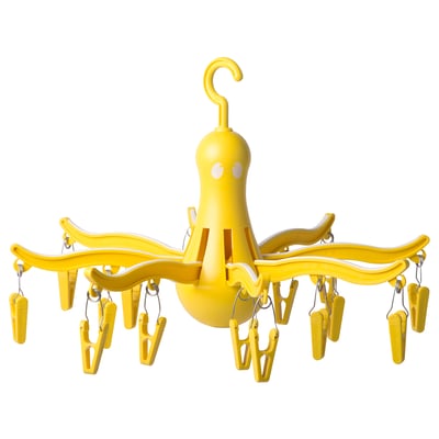 PRESSA Hanging dryer 16 clothes pegs, yellow