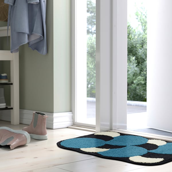RÄLER Door mat, blue, 40x60 cm