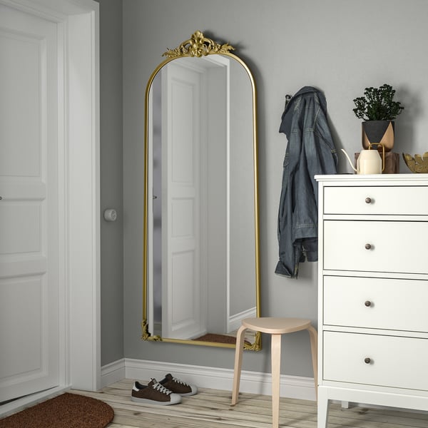 RÅMEBO Mirror, gold-colour, 75x168 cm