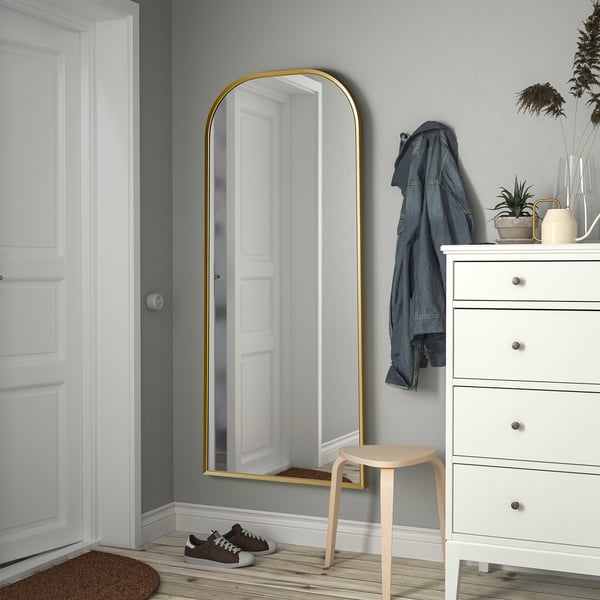 RÅMEBO Mirror, gold-colour, 75x168 cm