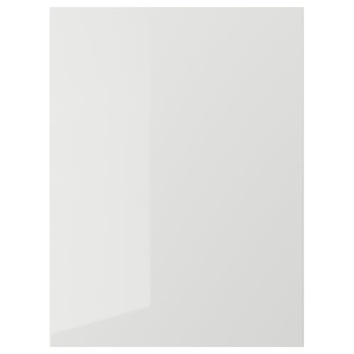 Grey glossy kitchen cabinet door, sleek and modern, with clean lines, durable, easy to clean.
